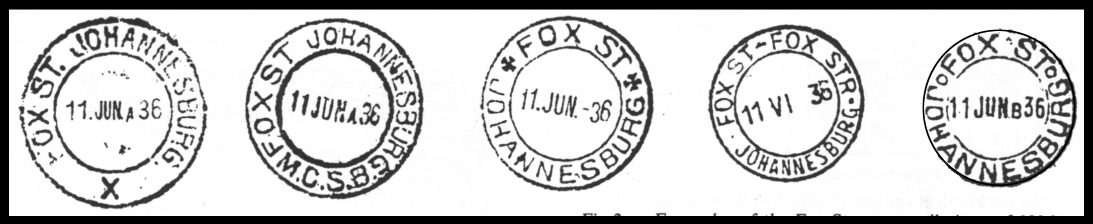 Fox Street postmarks seen at JIPEX 1936