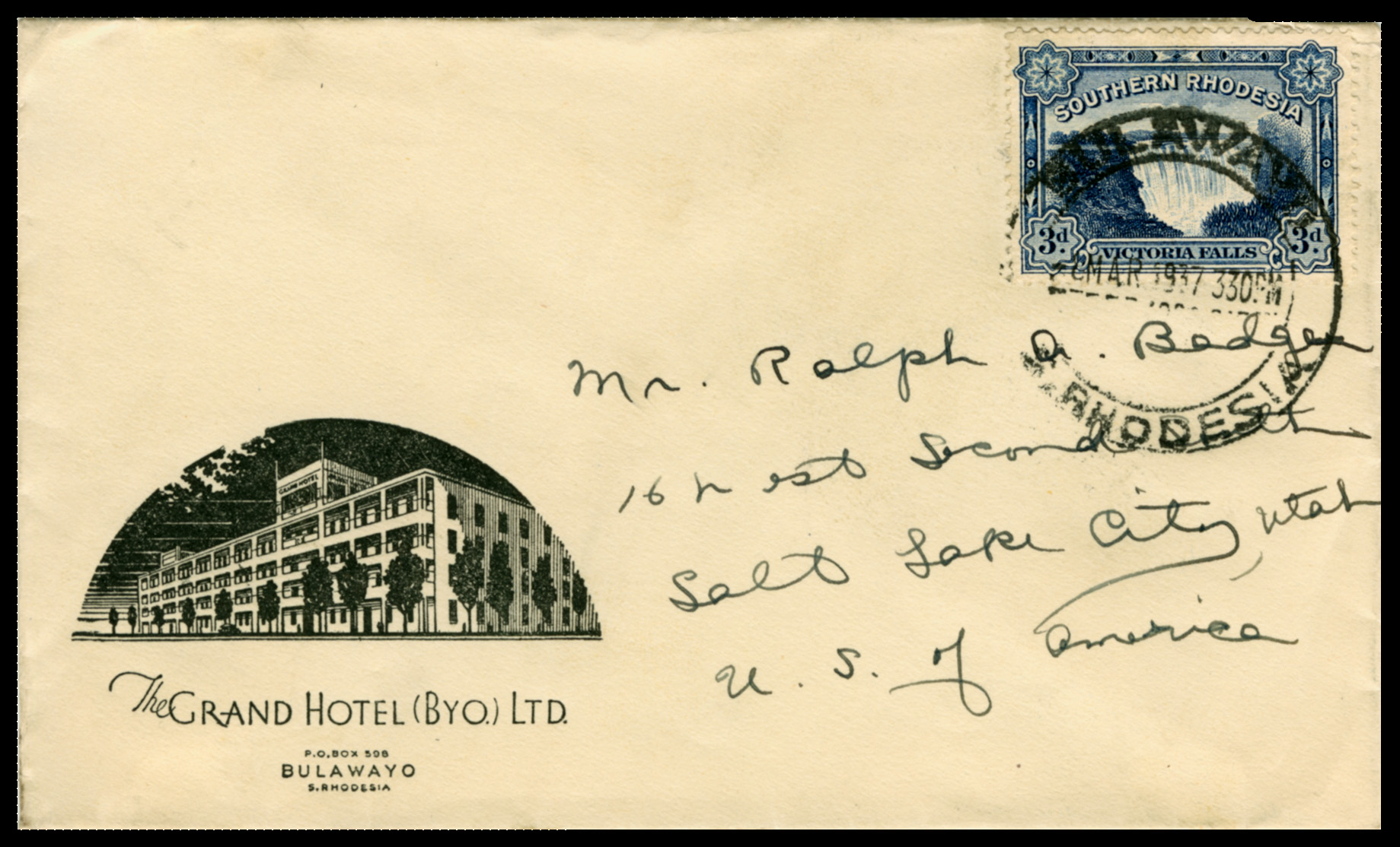 Grand Hotel in Bulawayo, Rhodesia 1937