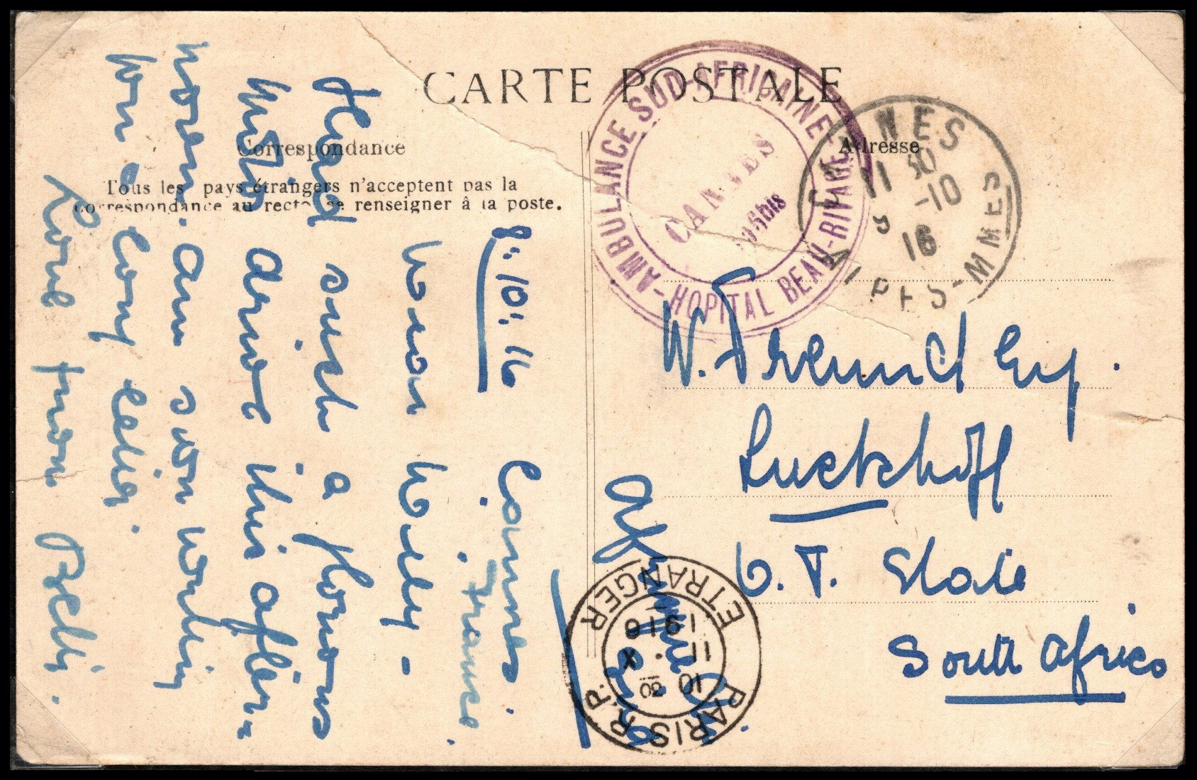 Postcard Hospital Beau-Rivage, Cannes