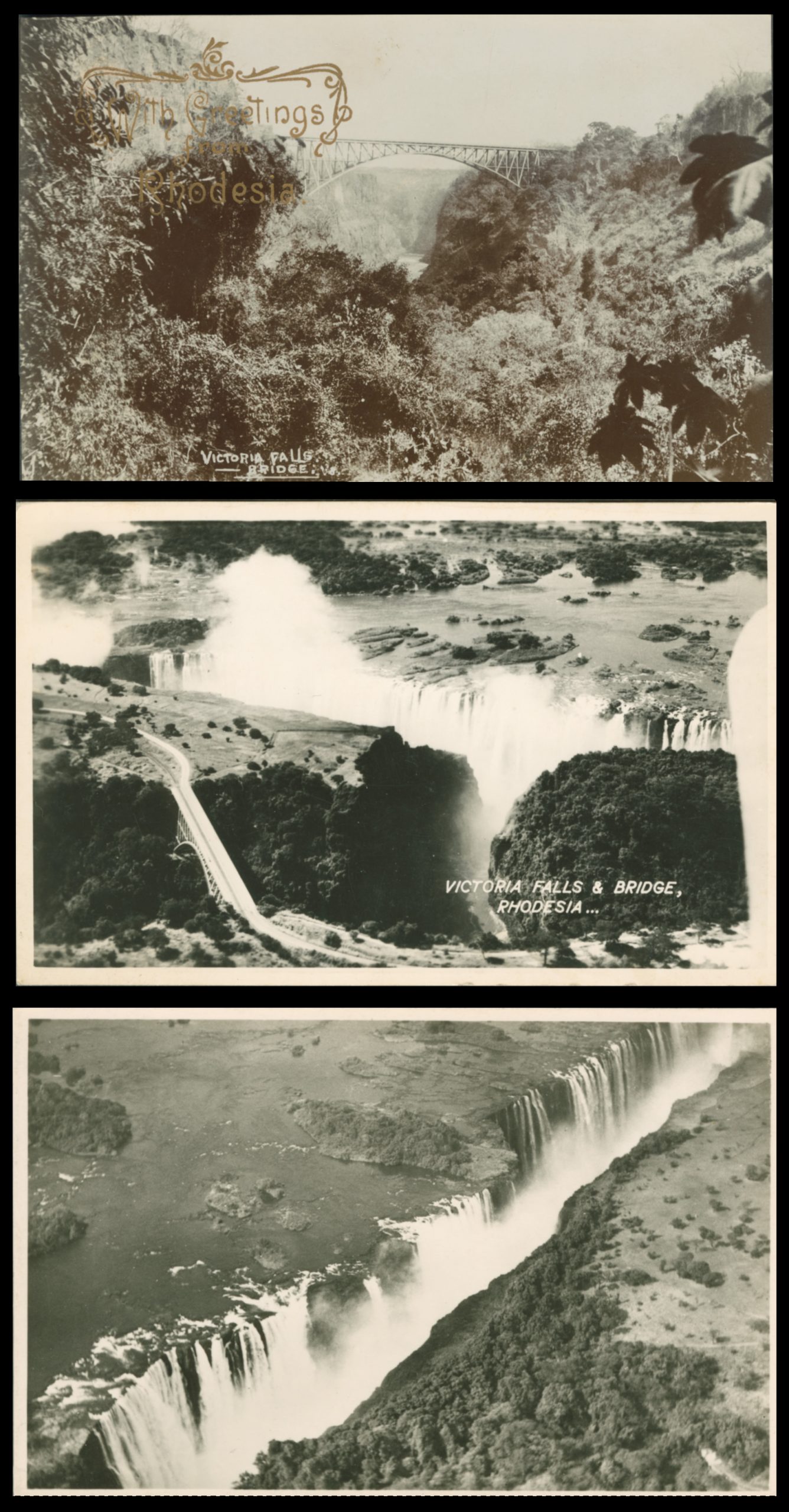 Old Black and White postcards of the Victoria Falls