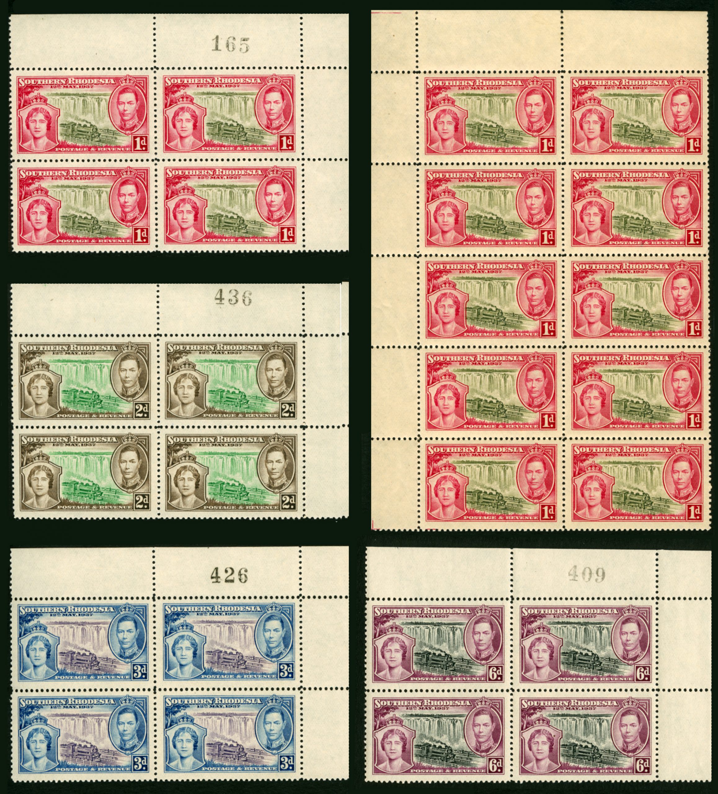1937 Southern Rhodesia Victoria Falls with cylinder numbers.