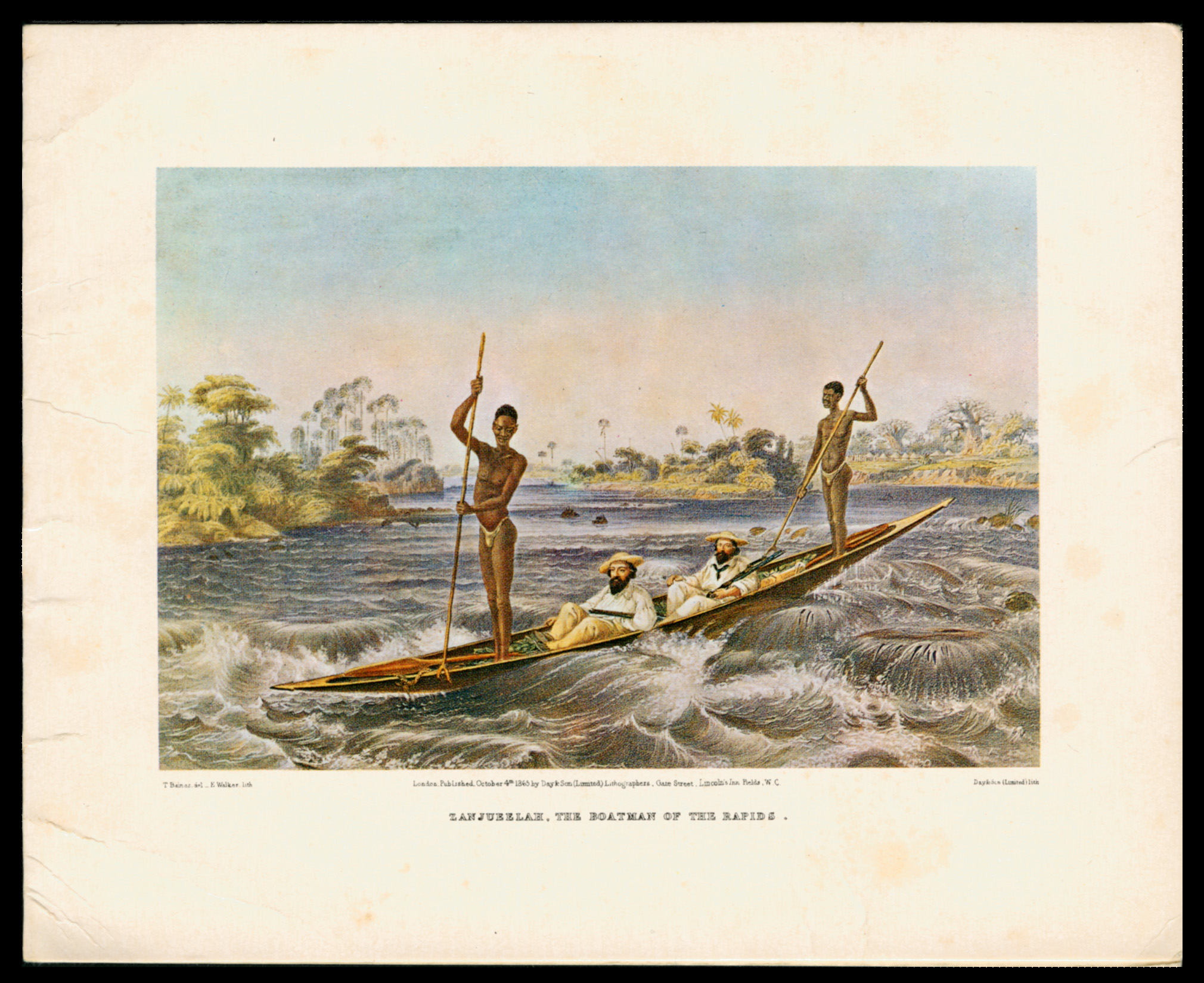 Thomas Baines F.R.G.S at Victoia Falls in Dugout canoe.