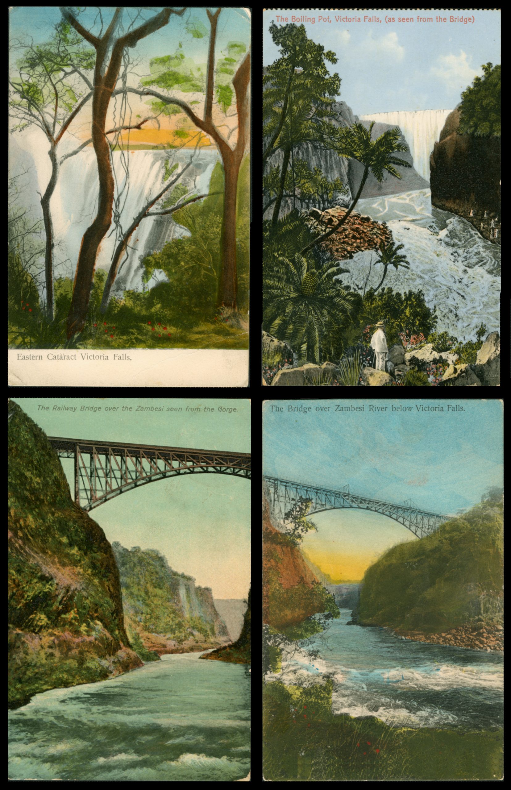 Colour tinted postcards of Victoria Falls circa 1905Pos