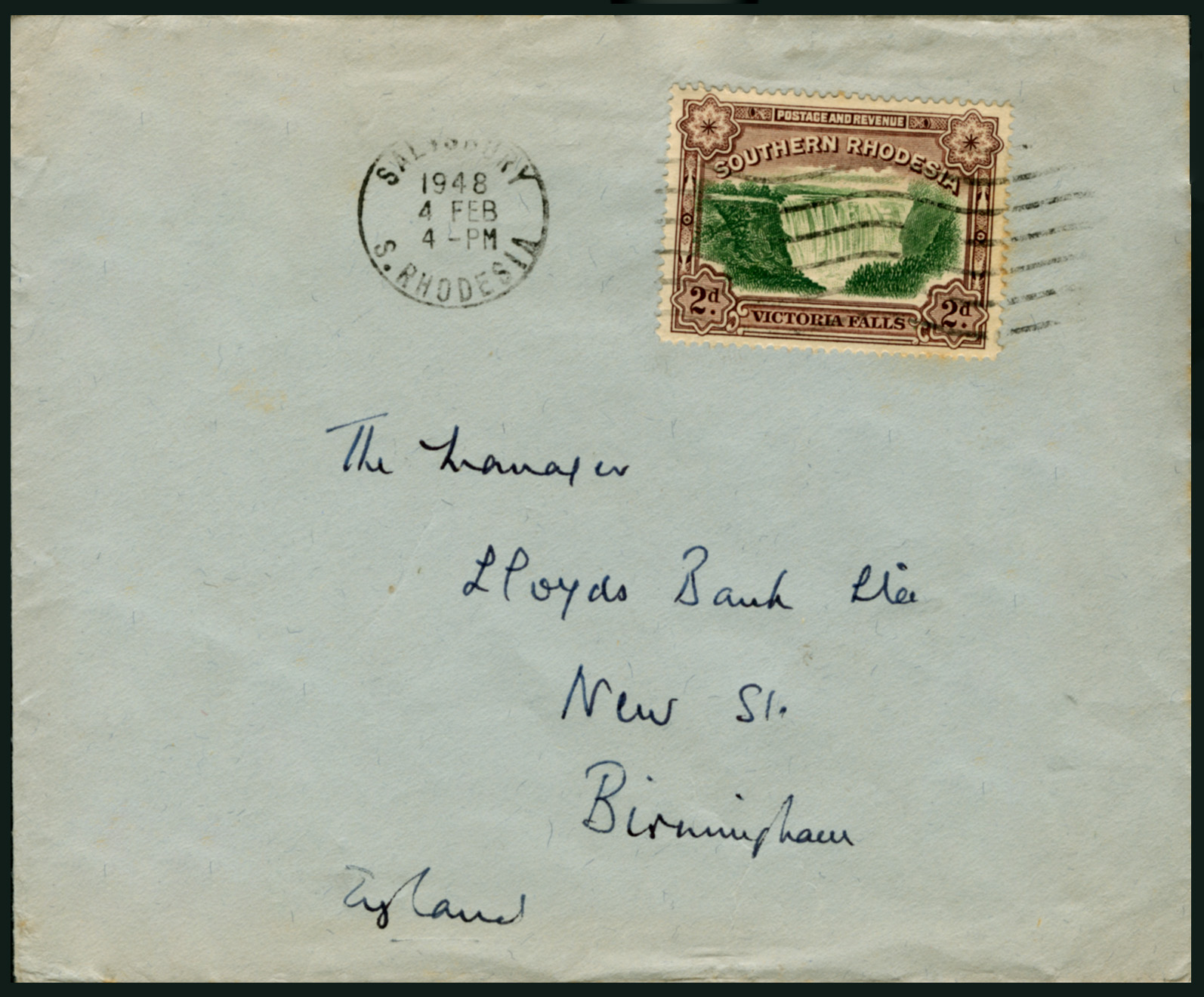 Common Southern Rhodesia Brown and Emerald Green 2d Watrefall