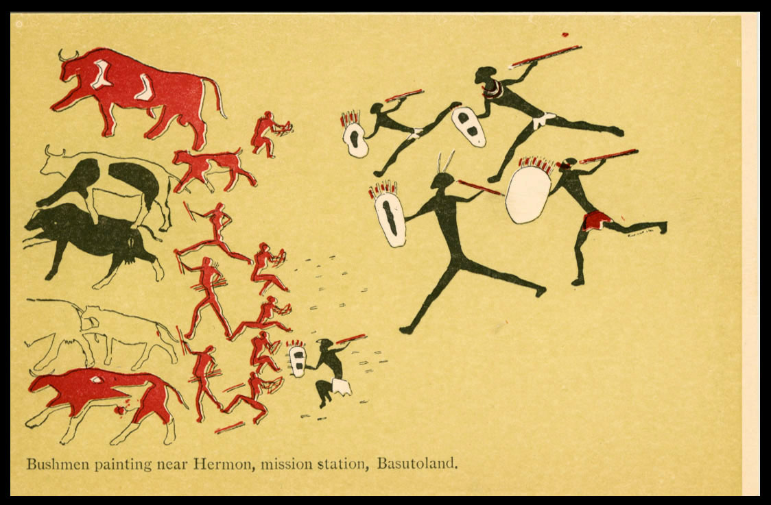 Busham Rock Painting showing stock theft of Bantu cattleth 